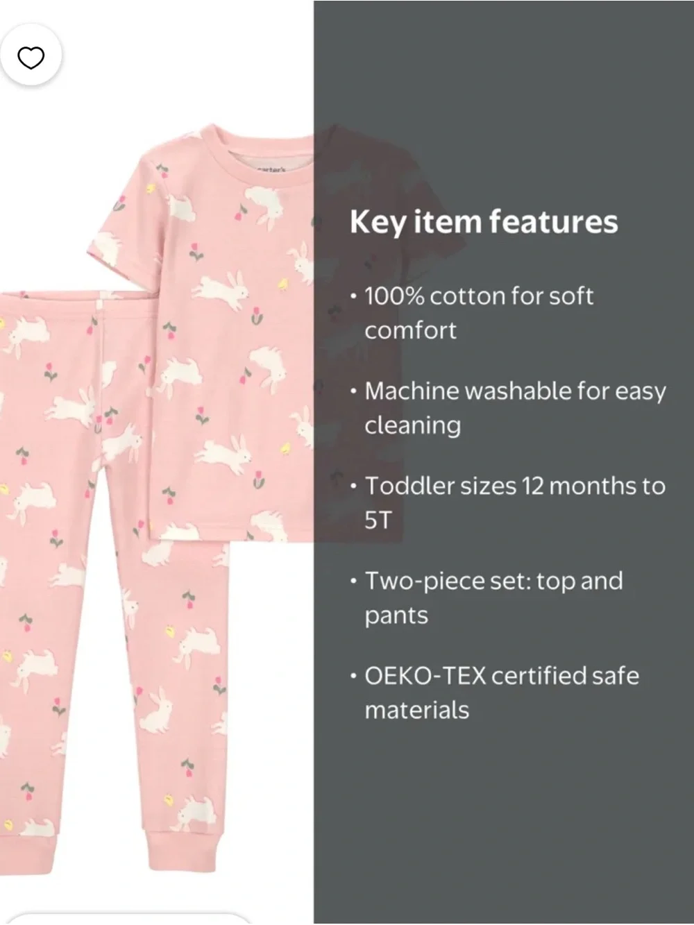 Carter's Pink Bunny Print Short-Sleeve Pajama Set